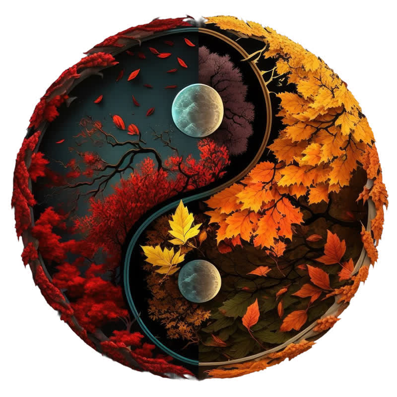 Rubbyoo Autumn Yin and Yang - Wooden Jigsaw Puzzle - A3 - Wooden Gift Packaging - image 0