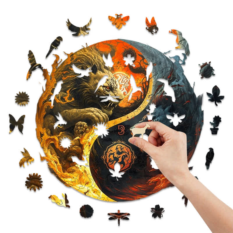 Rubbyoo Lion Spirits Yin and Yang - Wooden Jigsaw Puzzle - image 8