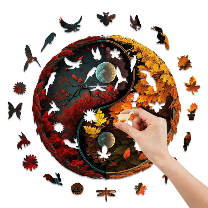 Rubbyoo Autumn Yin and Yang - Wooden Jigsaw Puzzle - image 5