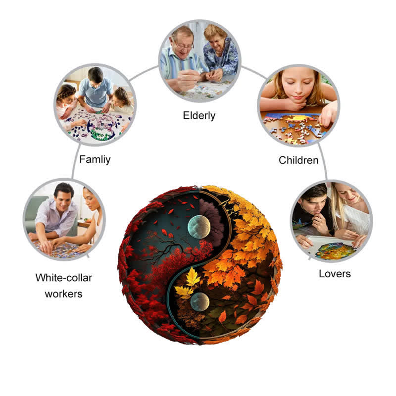 Rubbyoo Autumn Yin and Yang - Wooden Jigsaw Puzzle - image 3