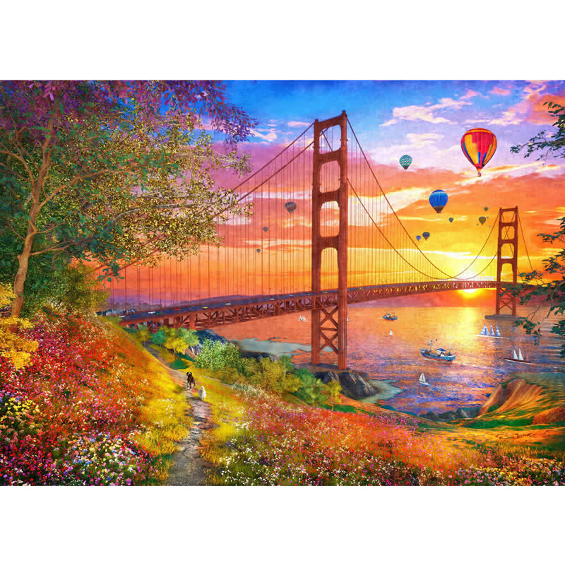 Rubbyoo Walking to the Golden Gate Bridge - Wooden Jigsaw Puzzle - A2 - Wooden Gift Packaging - image 0