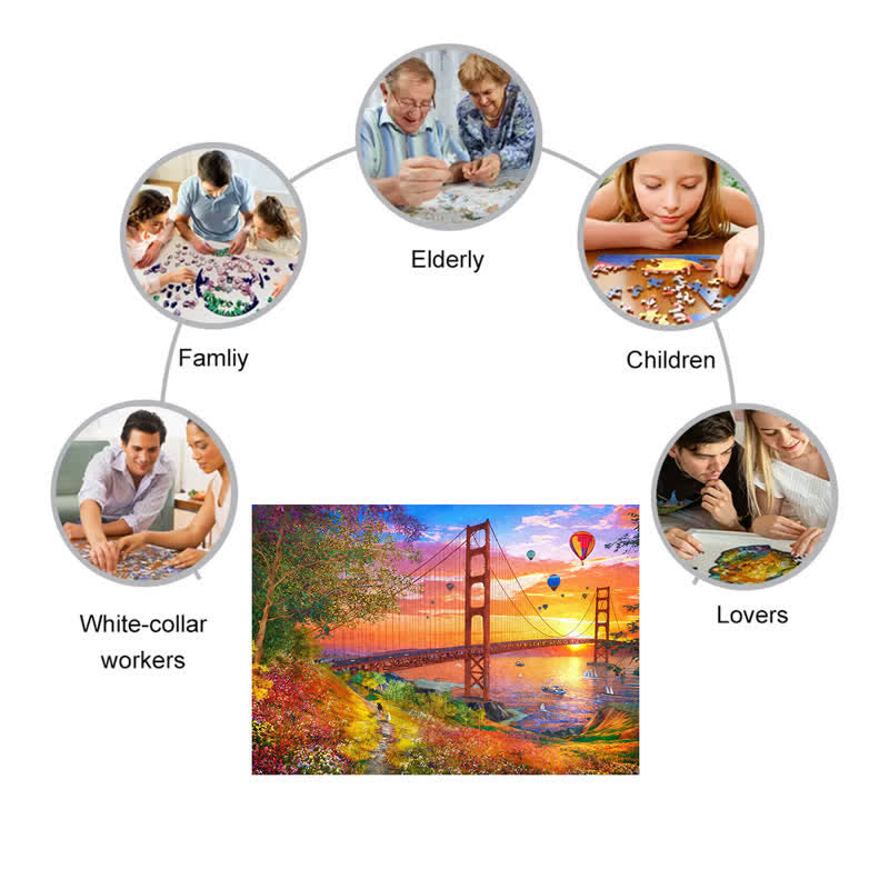 Rubbyoo Walking to the Golden Gate Bridge - Wooden Jigsaw Puzzle - image 3