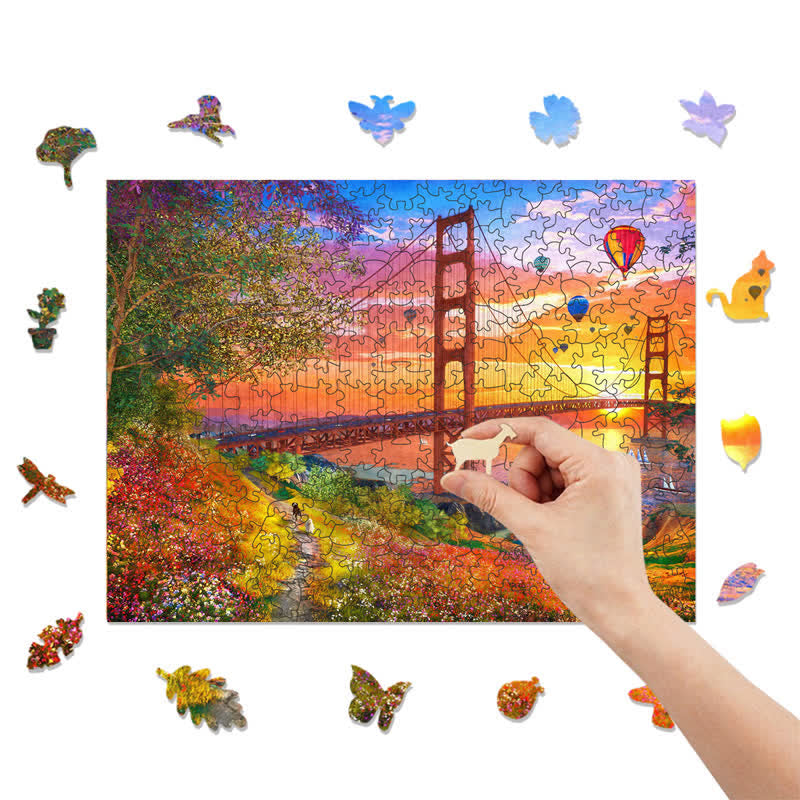 Rubbyoo Walking to the Golden Gate Bridge - Wooden Jigsaw Puzzle - image 5