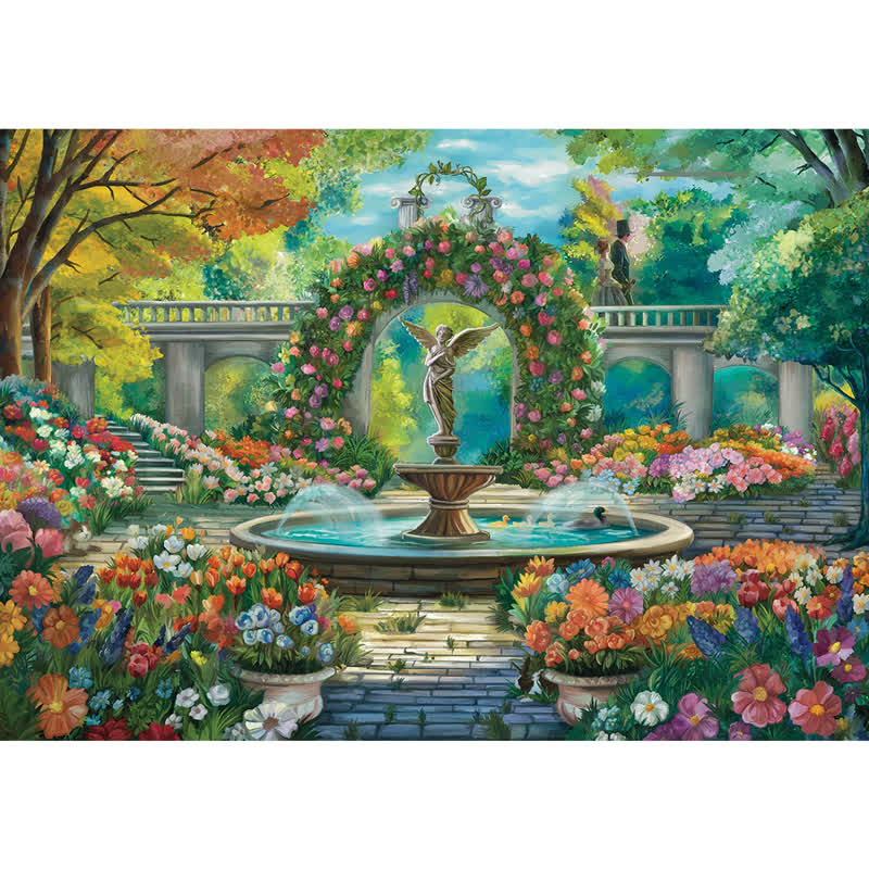 Rubbyoo The Garden's Secret Fountain - Wooden Jigsaw Puzzle - A2 - Wooden Gift Packaging - image 0