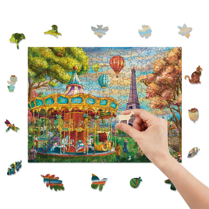 Rubbyoo Carousel Trocadero, Paris - Wooden Jigsaw Puzzle - image 7