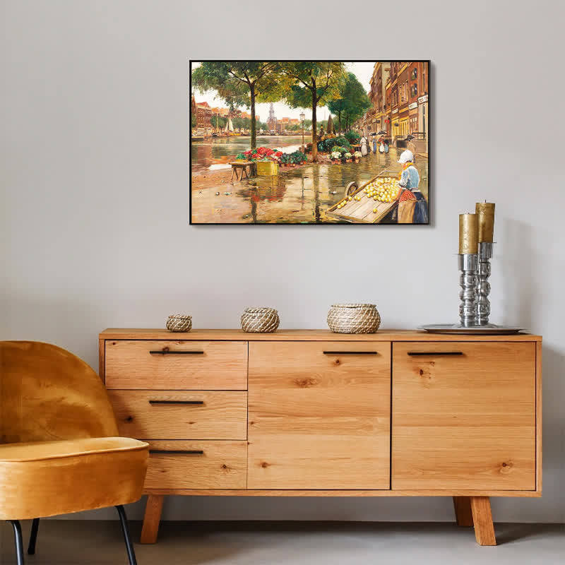 Rubbyoo Flower Market in Amsterdam by Heinrich Hermanns - Wooden Jigsaw Puzzle - image 4