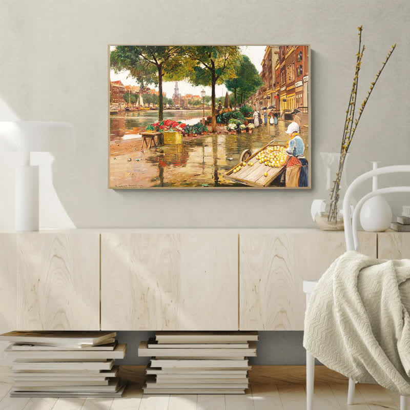 Rubbyoo Flower Market in Amsterdam by Heinrich Hermanns - Wooden Jigsaw Puzzle - image 6