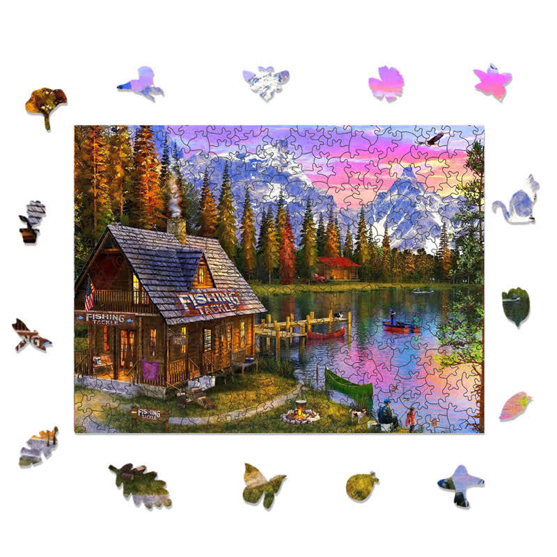 Rubbyoo Fishing On The Lake - Wooden Jigsaw Puzzle - image 1