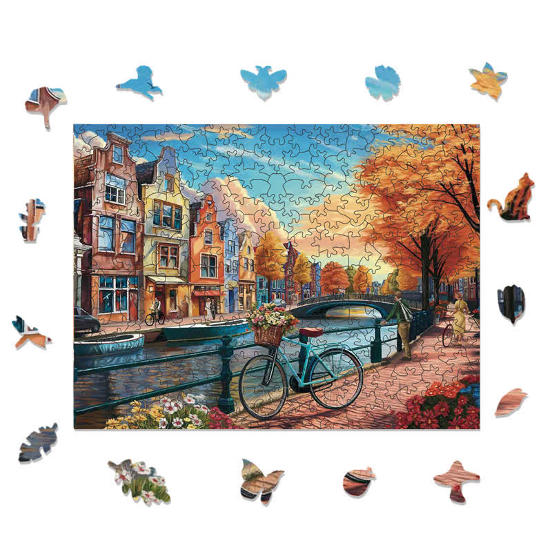Rubbyoo Cycling Around Amsterdam - Wooden Jigsaw Puzzle - image 1