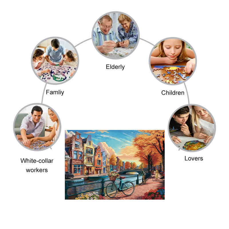 Rubbyoo Cycling Around Amsterdam - Wooden Jigsaw Puzzle - image 8