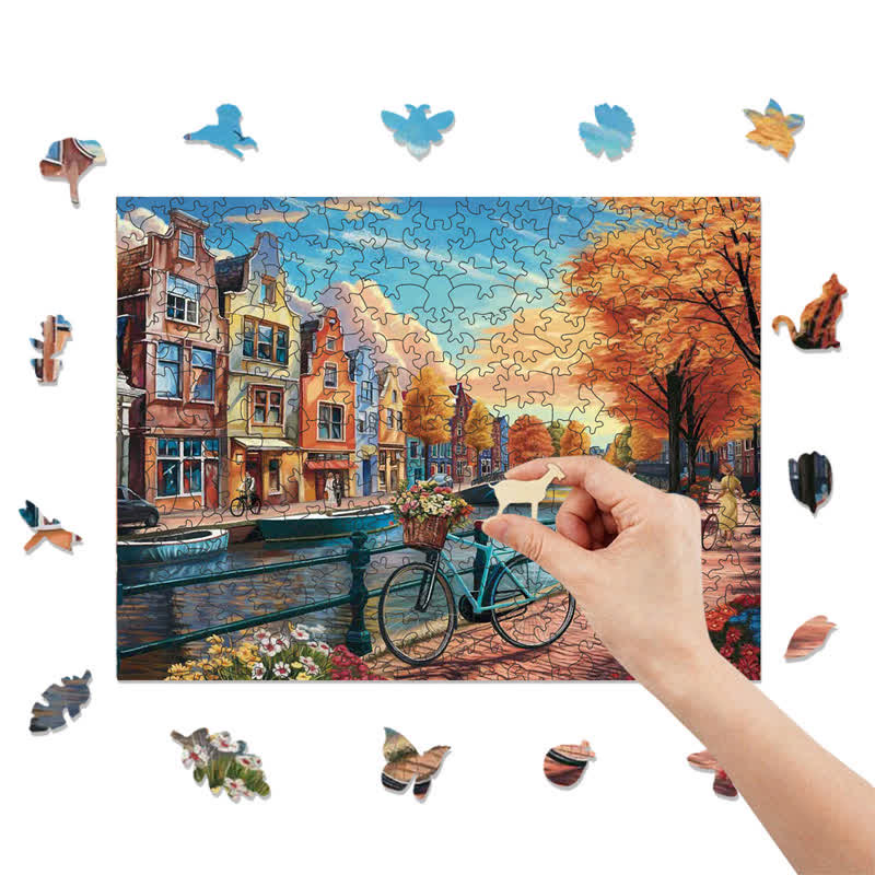 Rubbyoo Cycling Around Amsterdam - Wooden Jigsaw Puzzle - image 7