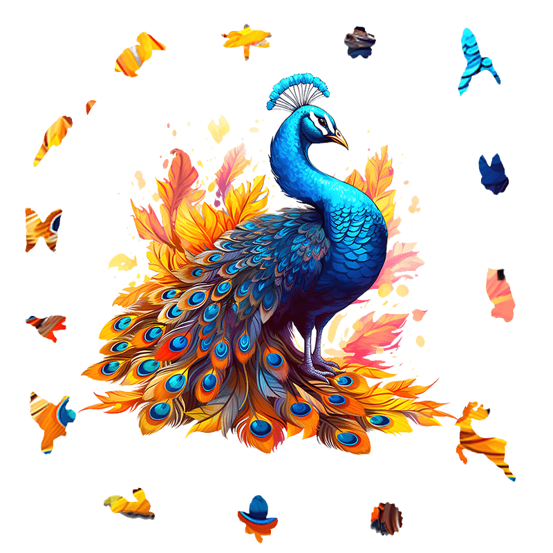 Striking Peacock - Wooden Jigsaw Puzzle - image 1