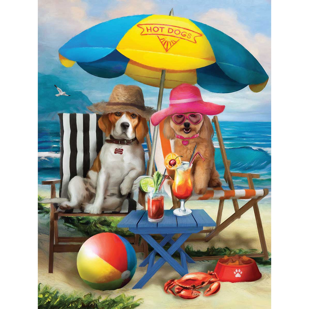 Rubbyoo Dogs On The Beach Funny - Wooden Jigsaw Puzzle - A2 - Wooden Gift Packaging - image 0