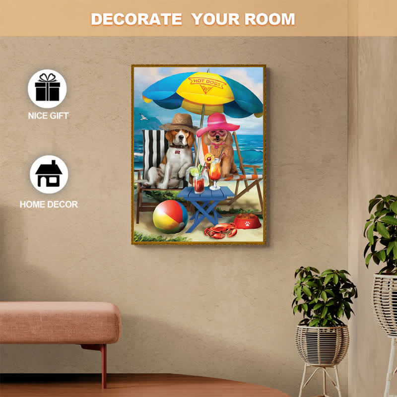 Rubbyoo Dogs On The Beach Funny - Wooden Jigsaw Puzzle - image 5