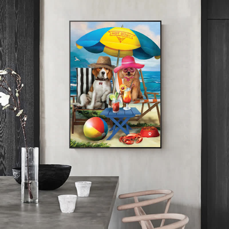 Rubbyoo Dogs On The Beach Funny - Wooden Jigsaw Puzzle - image 3