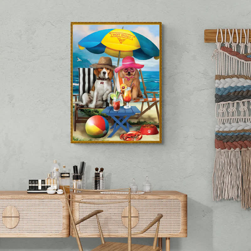 Rubbyoo Dogs On The Beach Funny - Wooden Jigsaw Puzzle - image 8