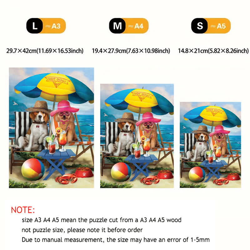 Rubbyoo Dogs On The Beach Funny - Wooden Jigsaw Puzzle - image 6