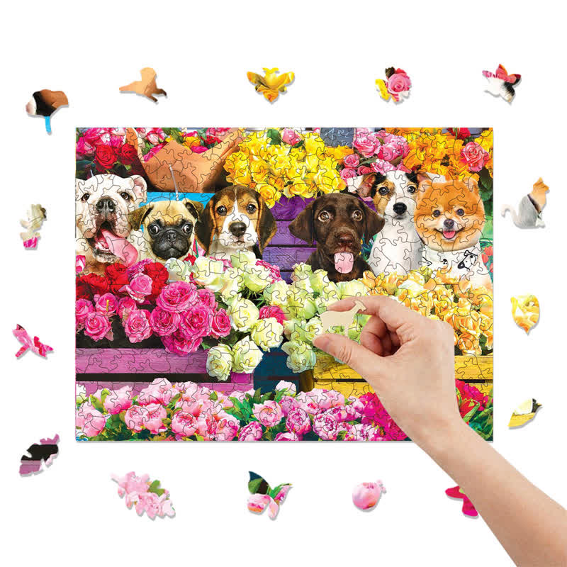 Rubbyoo Flower Market Pups - Wooden Jigsaw Puzzle - image 8