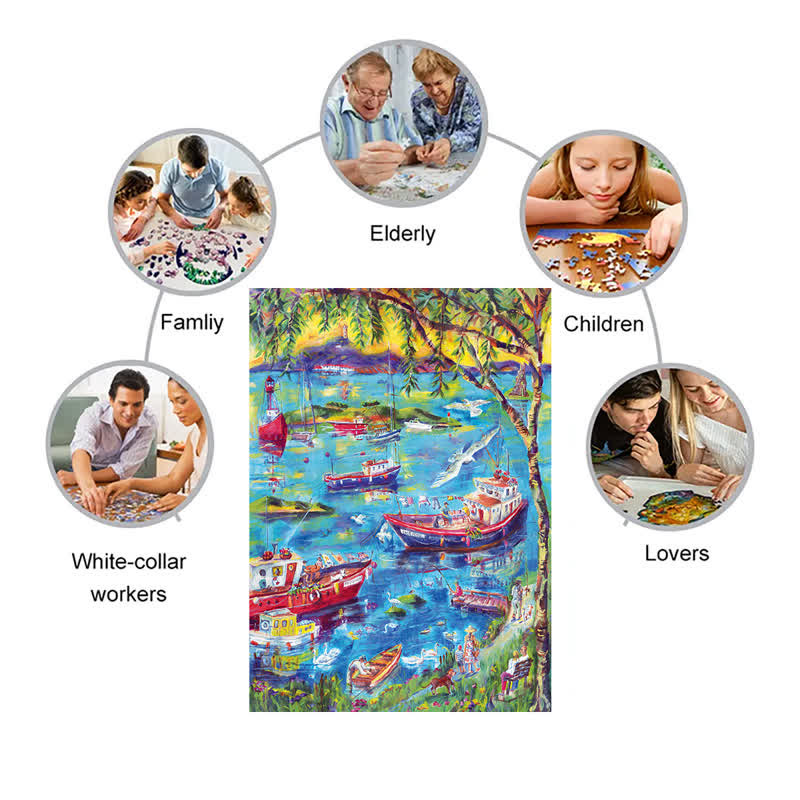 Rubbyoo Boats at Sunset Bay - Wooden Jigsaw Puzzle - image 4