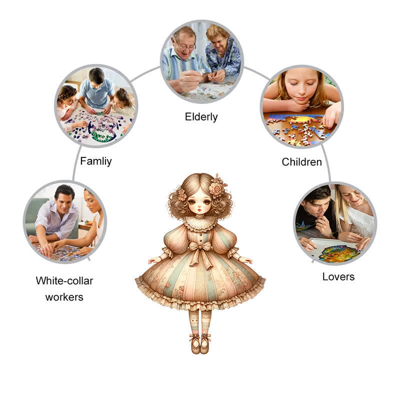 Rubbyoo Classic Doll in Beige Balloon Dress - Wooden Jigsaw Puzzle - image 5