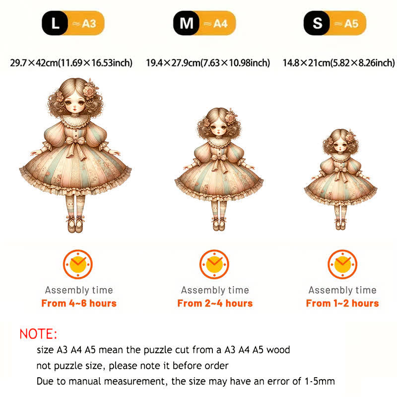 Rubbyoo Classic Doll in Beige Balloon Dress - Wooden Jigsaw Puzzle - image 3