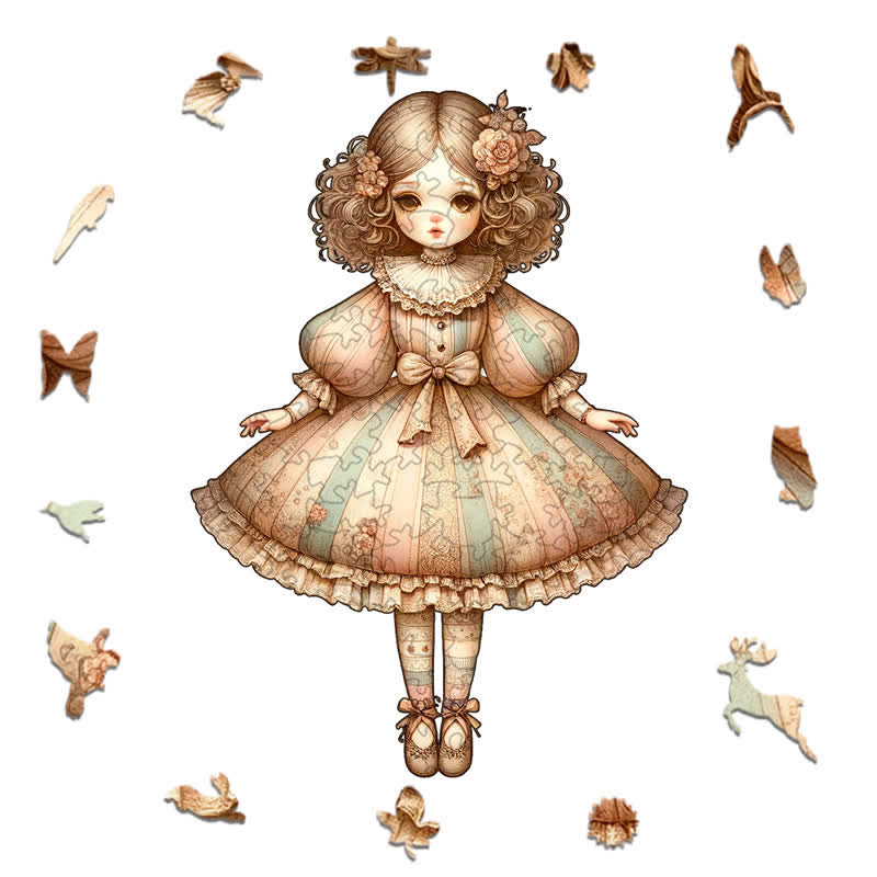 Rubbyoo Classic Doll in Beige Balloon Dress - Wooden Jigsaw Puzzle - image 1