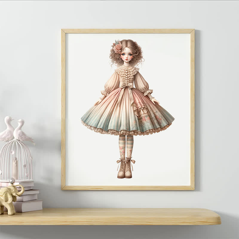 Rubbyoo Elegant Doll with Chic Striped Dress - Wooden Jigsaw Puzzle - image 2