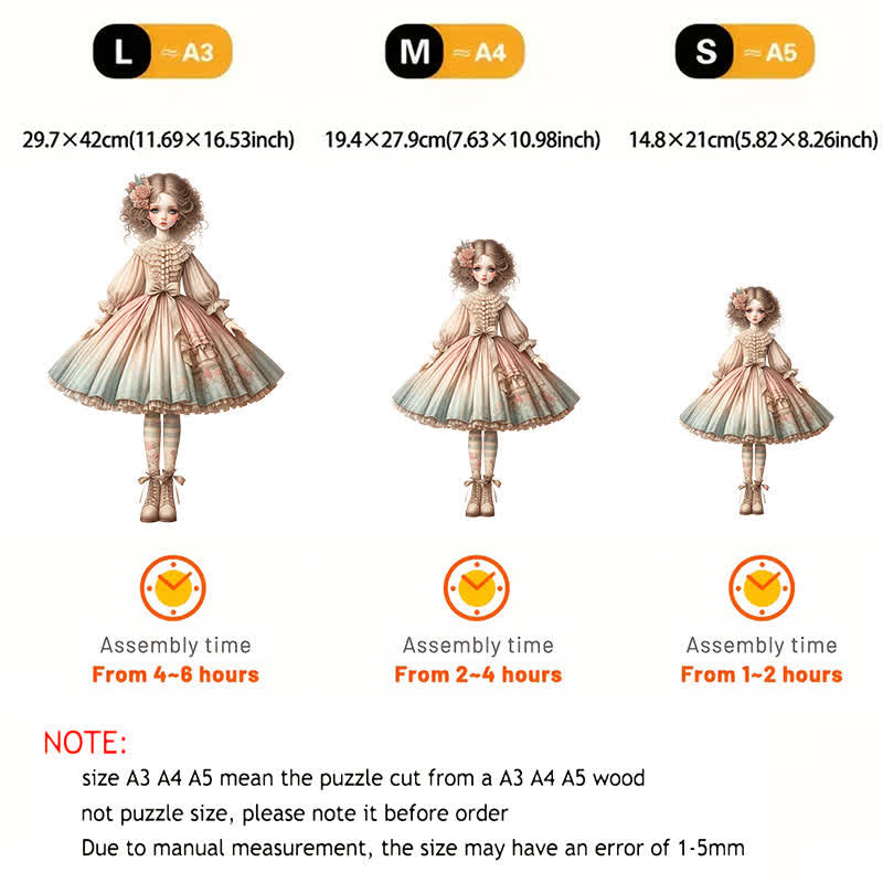 Rubbyoo Elegant Doll with Chic Striped Dress - Wooden Jigsaw Puzzle - image 3