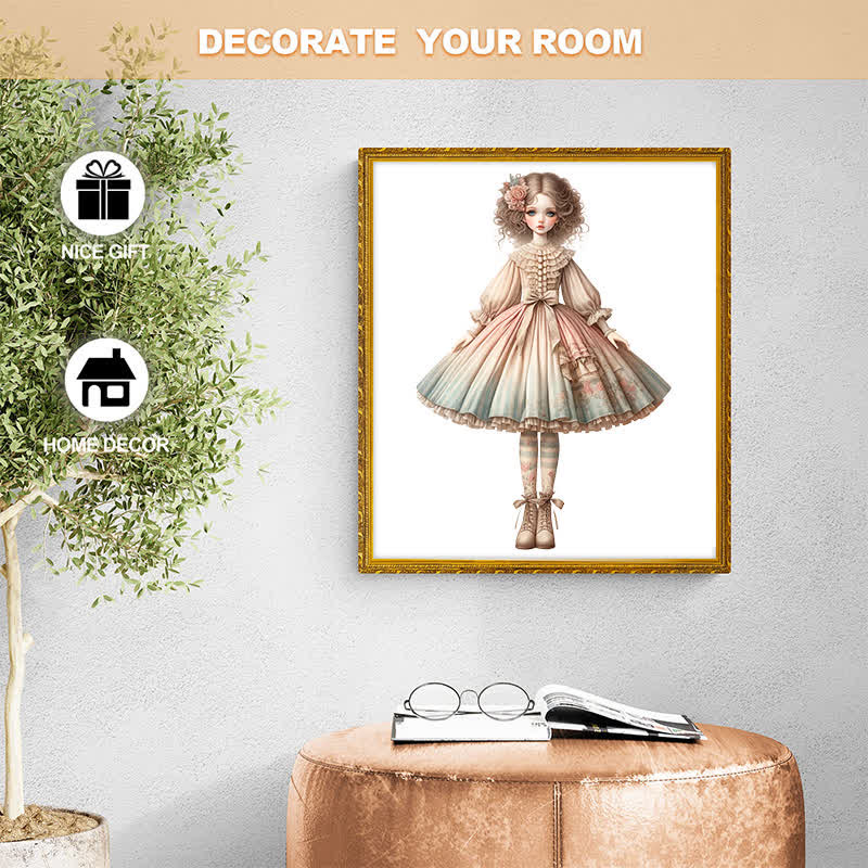 Rubbyoo Elegant Doll with Chic Striped Dress - Wooden Jigsaw Puzzle - image 7