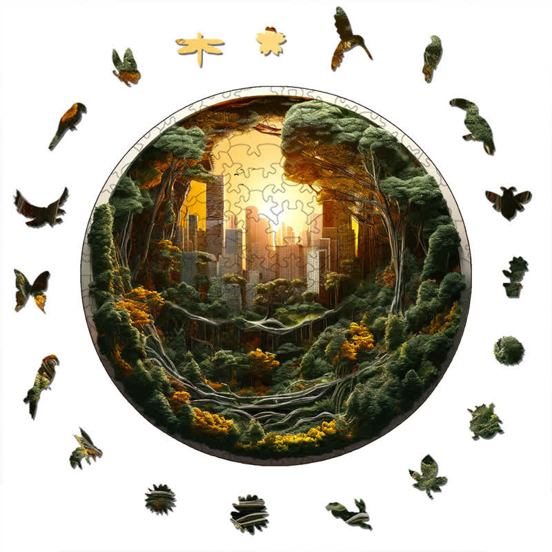 3D Urban ​​Sunrise - Wooden Jigsaw Puzzle - image 2