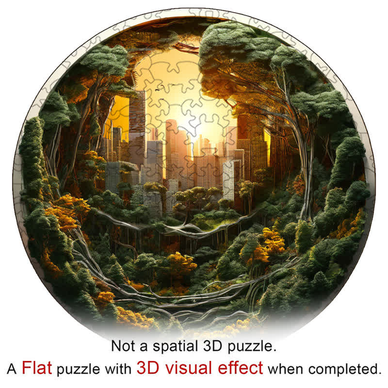 3D Urban ​​Sunrise - Wooden Jigsaw Puzzle - image 3