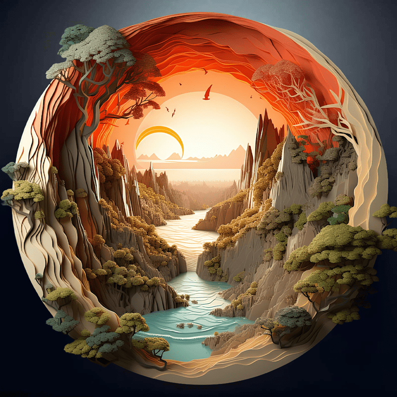 3D Sunset - Wooden Jigsaw Puzzle - A3 - Wooden Gift Packaging - image 0