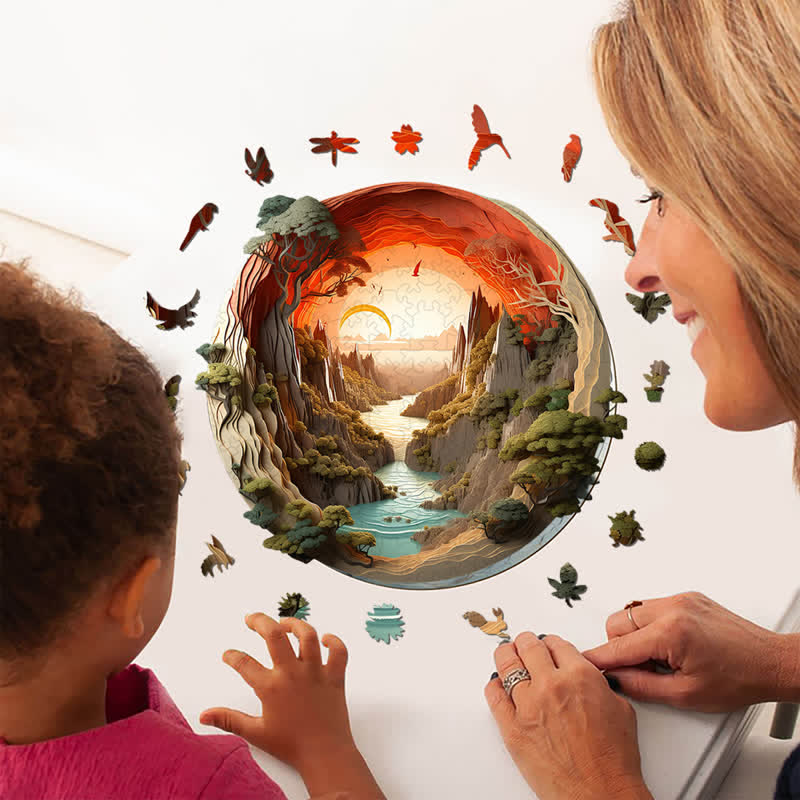 3D Sunset - Wooden Jigsaw Puzzle - image 4