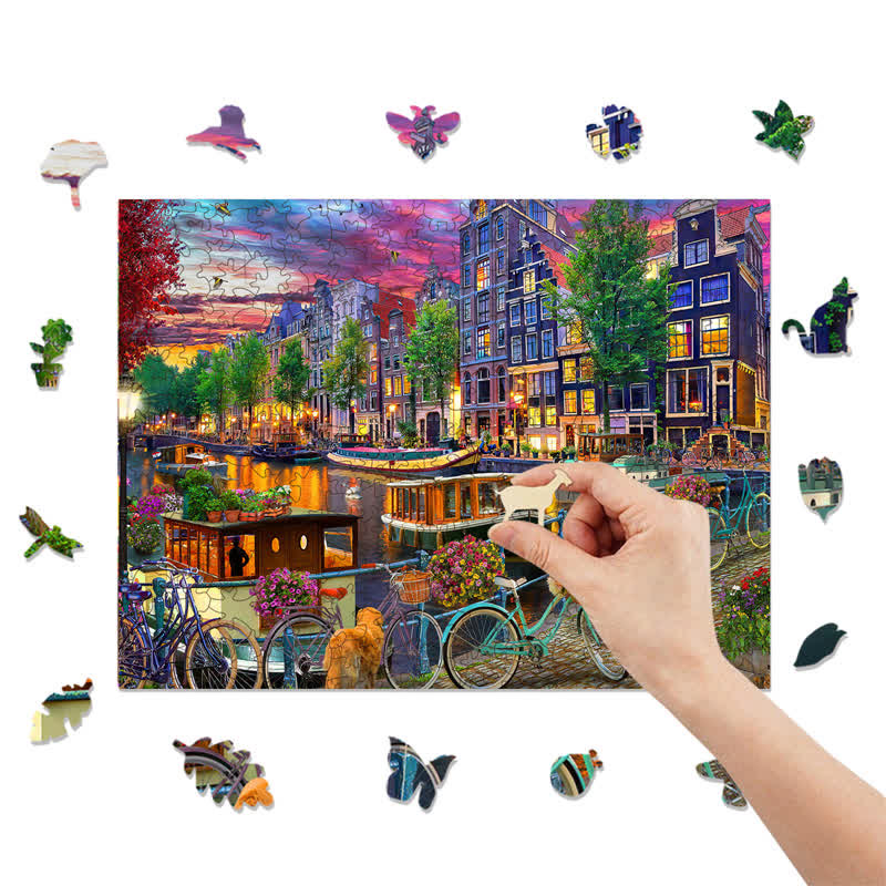 Rubbyoo Biking in Amsterdam - Wooden Jigsaw Puzzle - image 8
