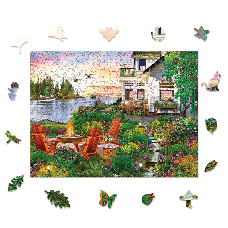 Rubbyoo My Happy Place Harbor House  - Wooden Jigsaw Puzzle - image 1