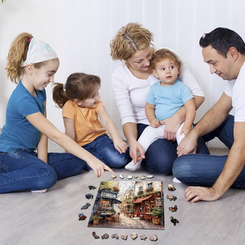 Rubbyoo Cafe in Narrow Alley - Wooden Jigsaw Puzzle - image 5