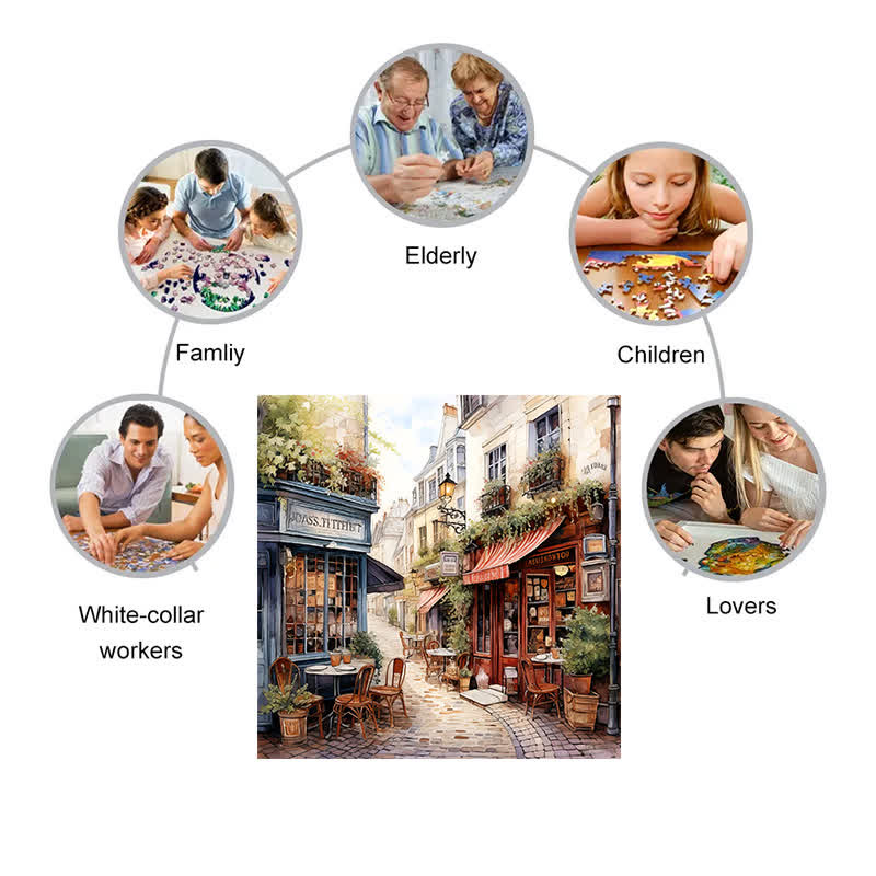 Rubbyoo Cafe in Narrow Alley - Wooden Jigsaw Puzzle - image 3