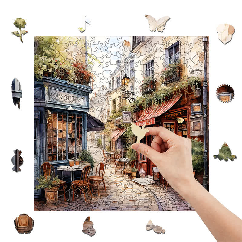Rubbyoo Cafe in Narrow Alley - Wooden Jigsaw Puzzle - image 7