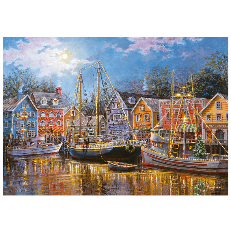 Rubbyoo Ships Aglow - Wooden Jigsaw Puzzle - A2 (500 PCS) - Wooden Gift Packaging - image 0