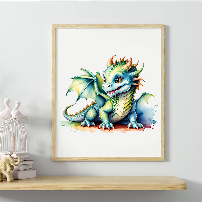 Rubbyoo Adorable Watercolor Baby Dragon - Wooden Jigsaw Puzzle - image 3