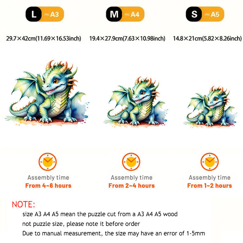 Rubbyoo Adorable Watercolor Baby Dragon - Wooden Jigsaw Puzzle - image 4