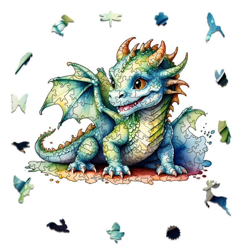 Rubbyoo Adorable Watercolor Baby Dragon - Wooden Jigsaw Puzzle - image 6