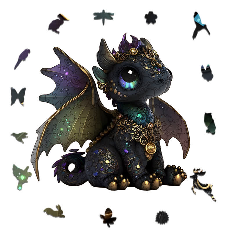 Rubbyoo Black Baby Dragon - Wooden Jigsaw Puzzle - image 1