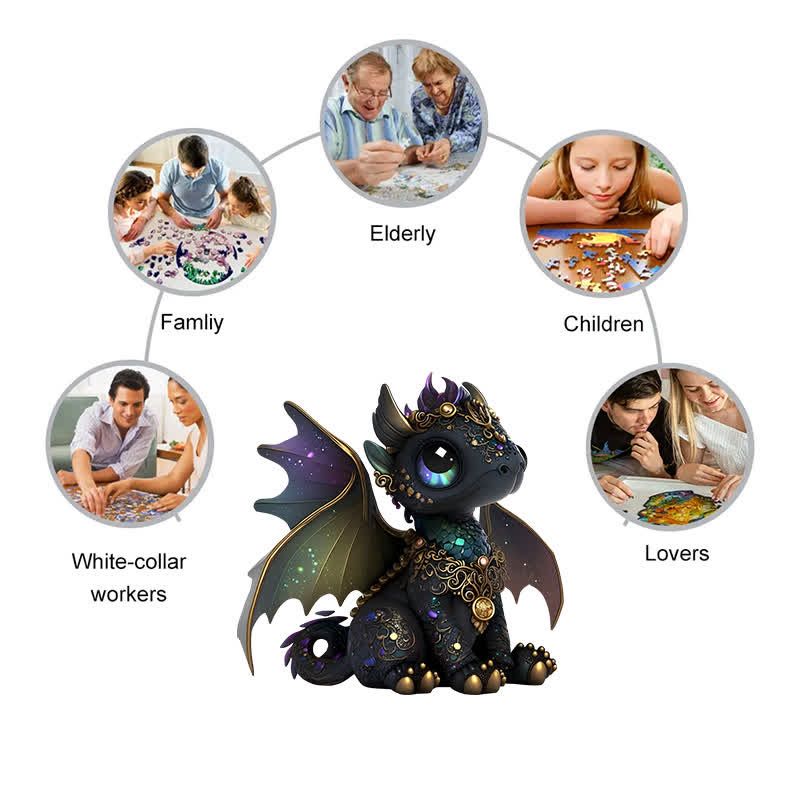 Rubbyoo Black Baby Dragon - Wooden Jigsaw Puzzle - image 3