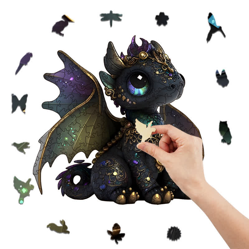 Rubbyoo Black Baby Dragon - Wooden Jigsaw Puzzle - image 5