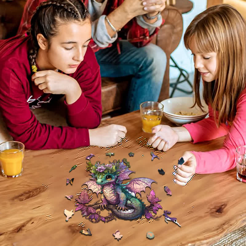 Rubbyoo Adorable Little Baby Dragon And Flowers - Wooden Jigsaw Puzzle - image 8