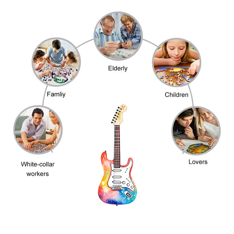 Rubbyoo Guitar Colorful -4 Wooden Jigsaw Puzzle - image 3