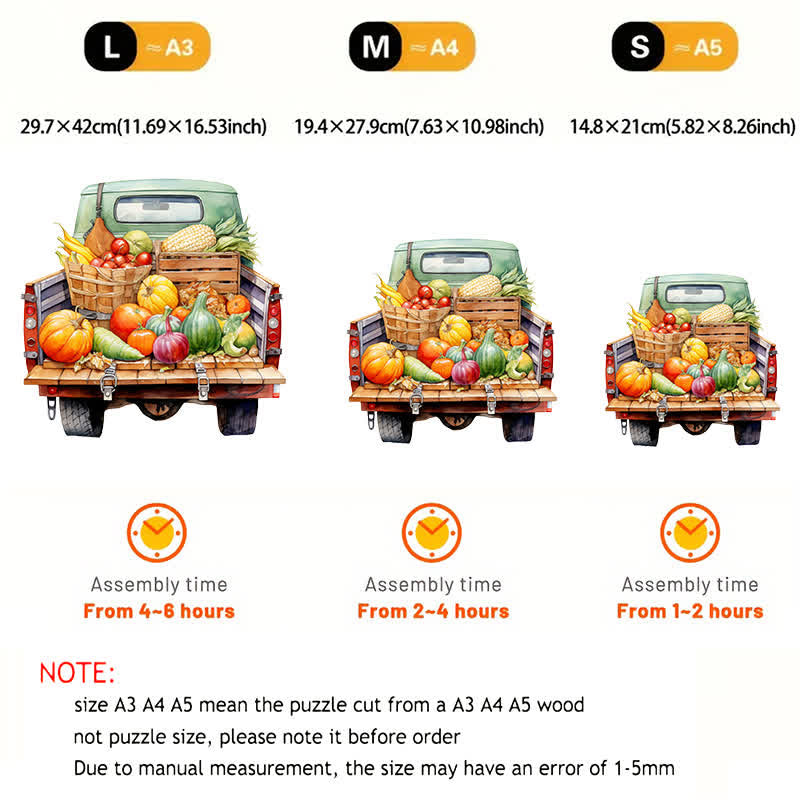 Rubbyoo Retro Trucks Fall Sublimation - Wooden Jigsaw Puzzle - image 2