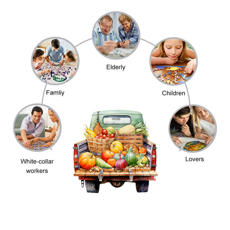 Rubbyoo Retro Trucks Fall Sublimation - Wooden Jigsaw Puzzle - image 4