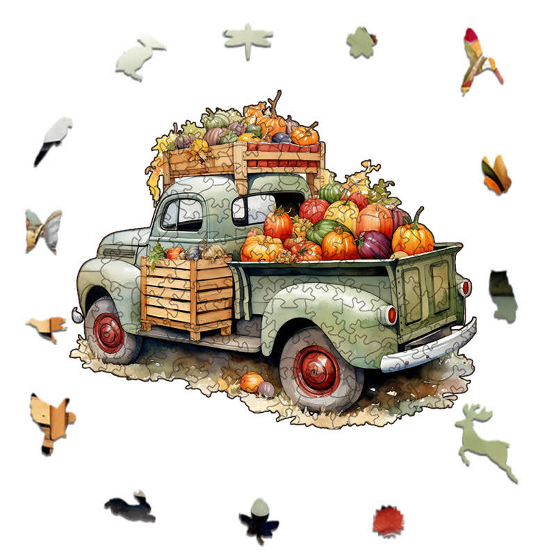 Rubbyoo Farm Truck Pumpkins Stock - Wooden Jigsaw Puzzle - image 1